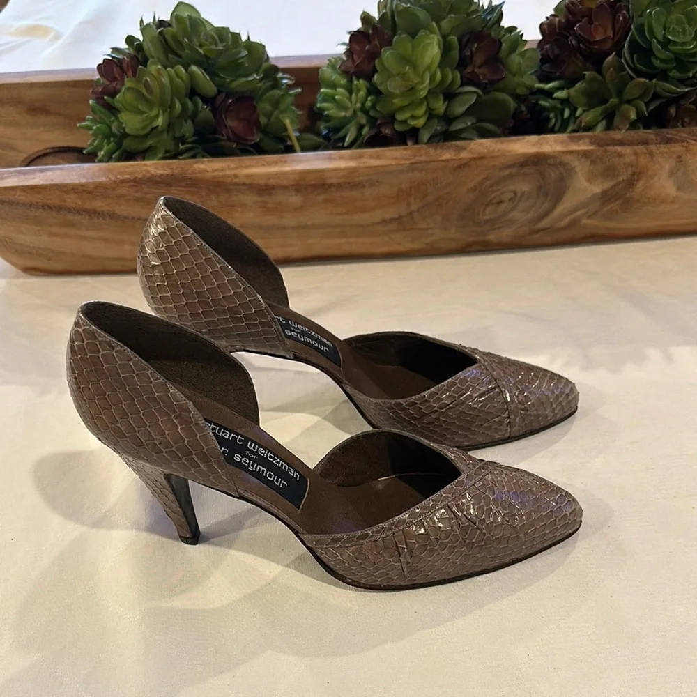Stuart Weitzman‎ for Mr Seymour Vintage Snakeskin Heels shoes  size 8.5 EUC